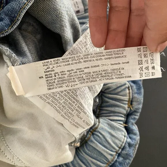 Zara Jeans Women's 8 Baggy Barrel High Waisted Ruffled Paperbag Elastic Waist - Picture 9 of 13